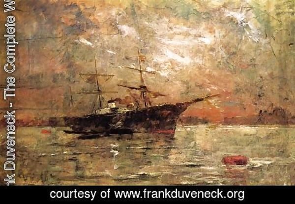 Frank Duveneck - Steamer at Anchor, Twilight, Venice
