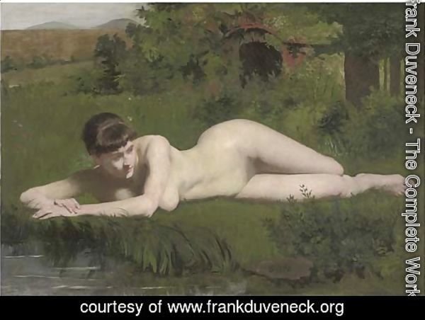 Reclining nude on the riverbank