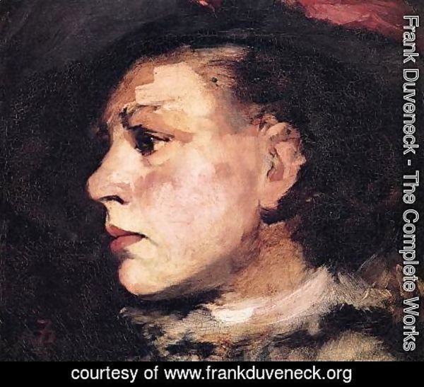 Frank Duveneck - Profile of Girl with Hat