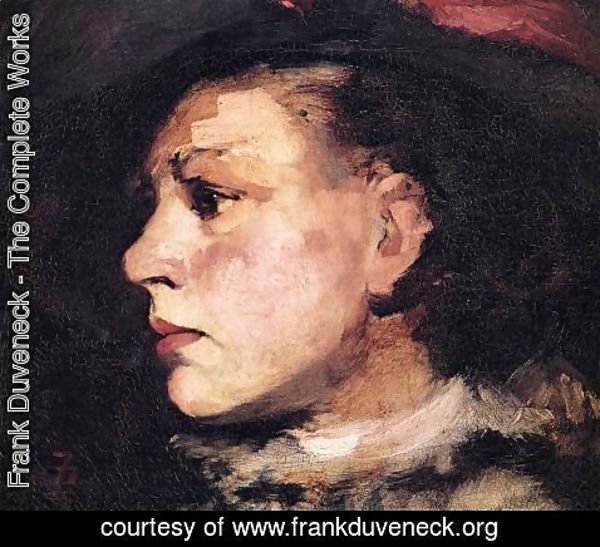 Frank Duveneck - Profile of Girl with Hat I