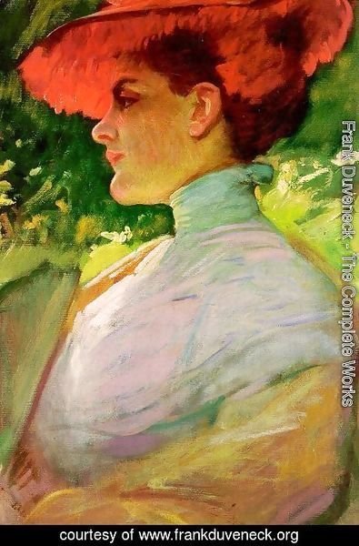 Frank Duveneck - Lady with a Red Hat